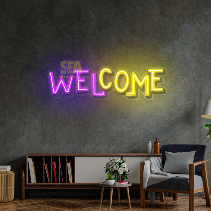 'WELCOME' Modern Neon Tabela