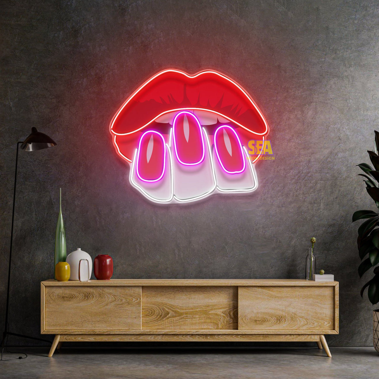 'Dudak Ve Tırnak' Modern Neon Tabela