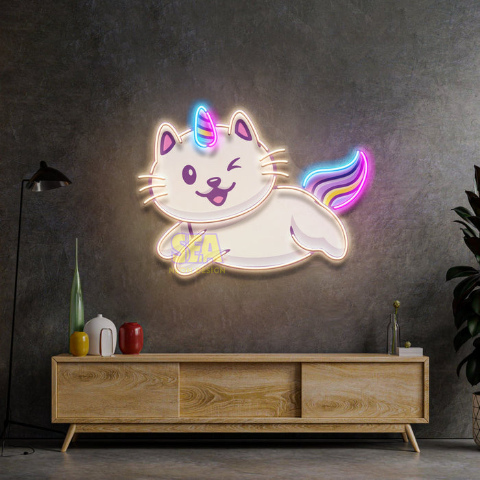 'UNİCORN KEDİ' Modern Neon Tabela