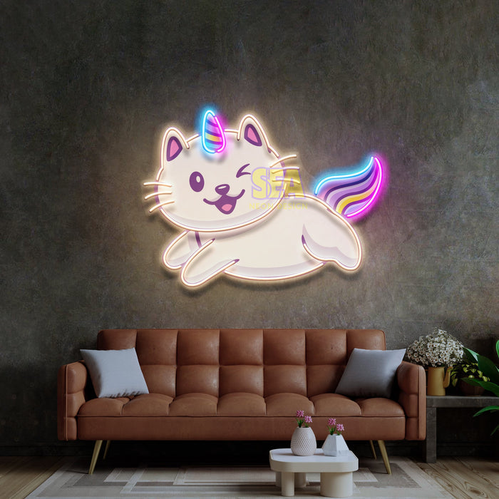 'UNİCORN KEDİ' Modern Neon Tabela