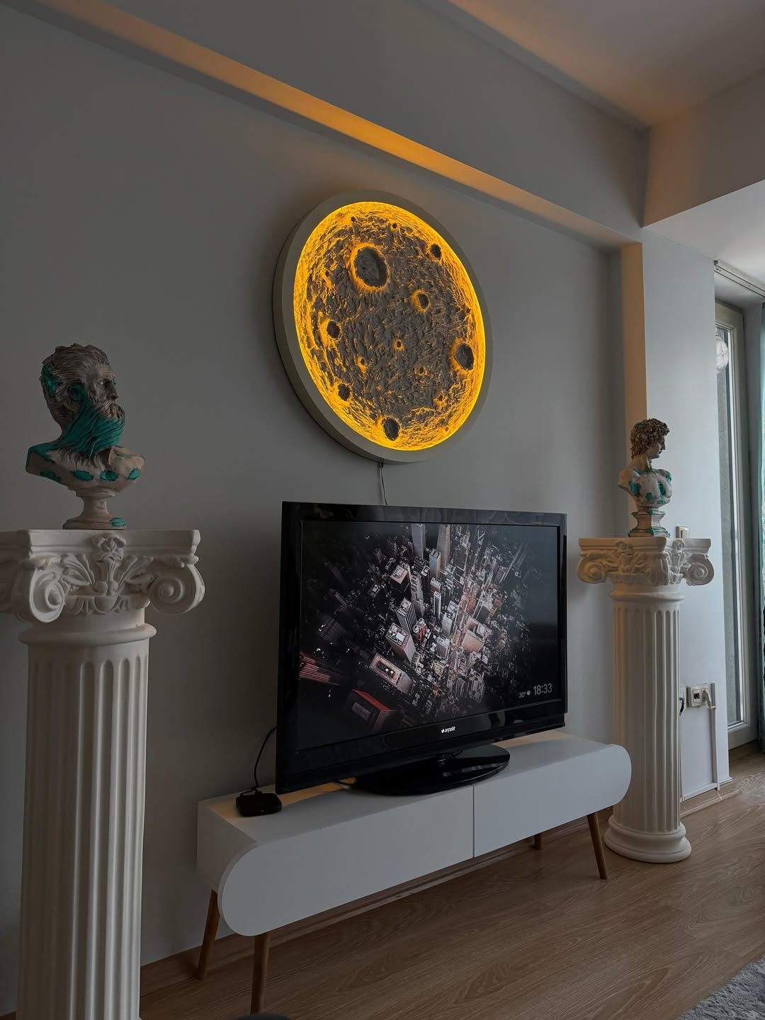 Dolunay Ay Moon Led Işıklı Dekor Duvar Tablo