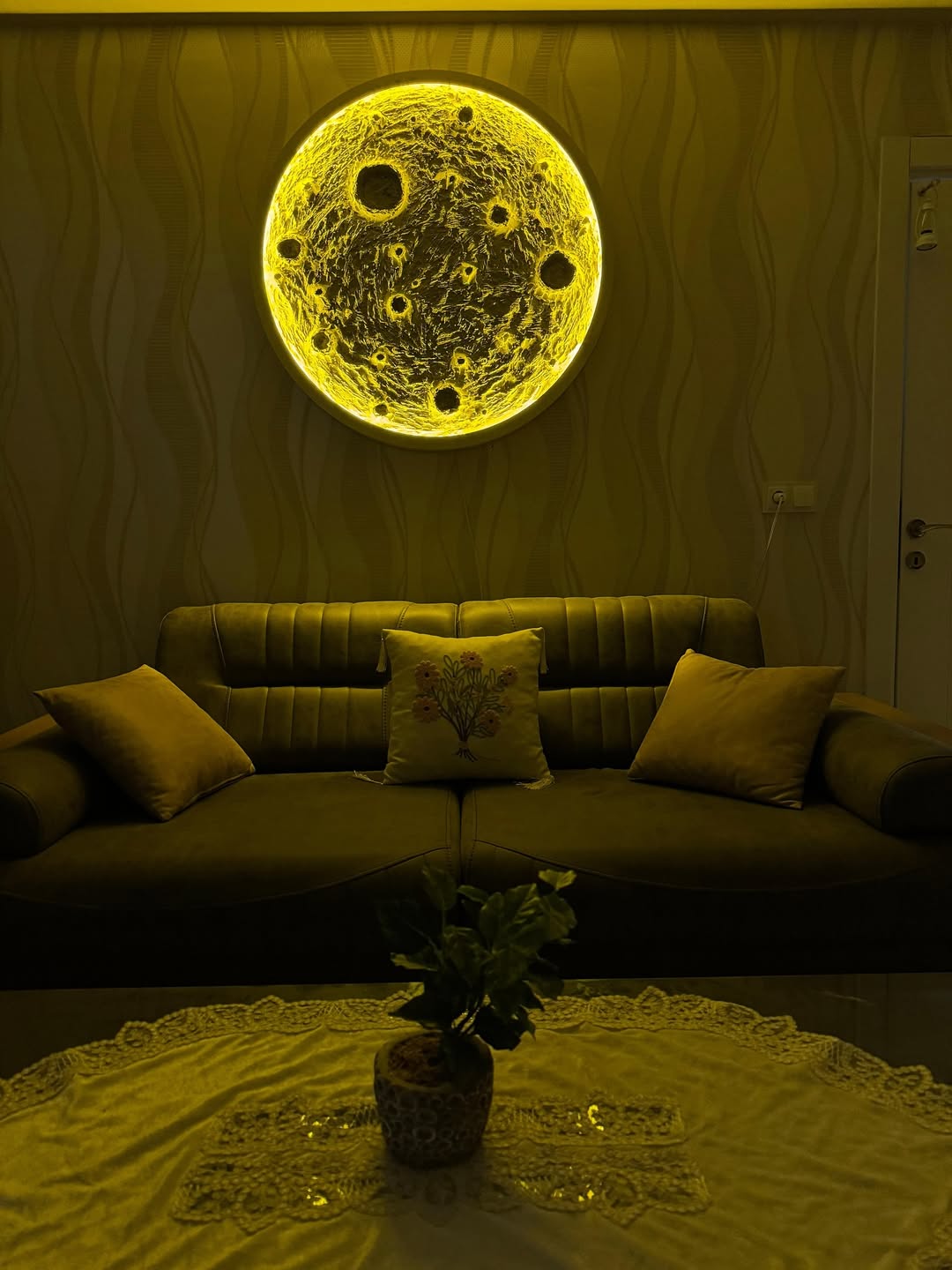 Dolunay Ay Moon Led Işıklı Dekor Duvar Tablo