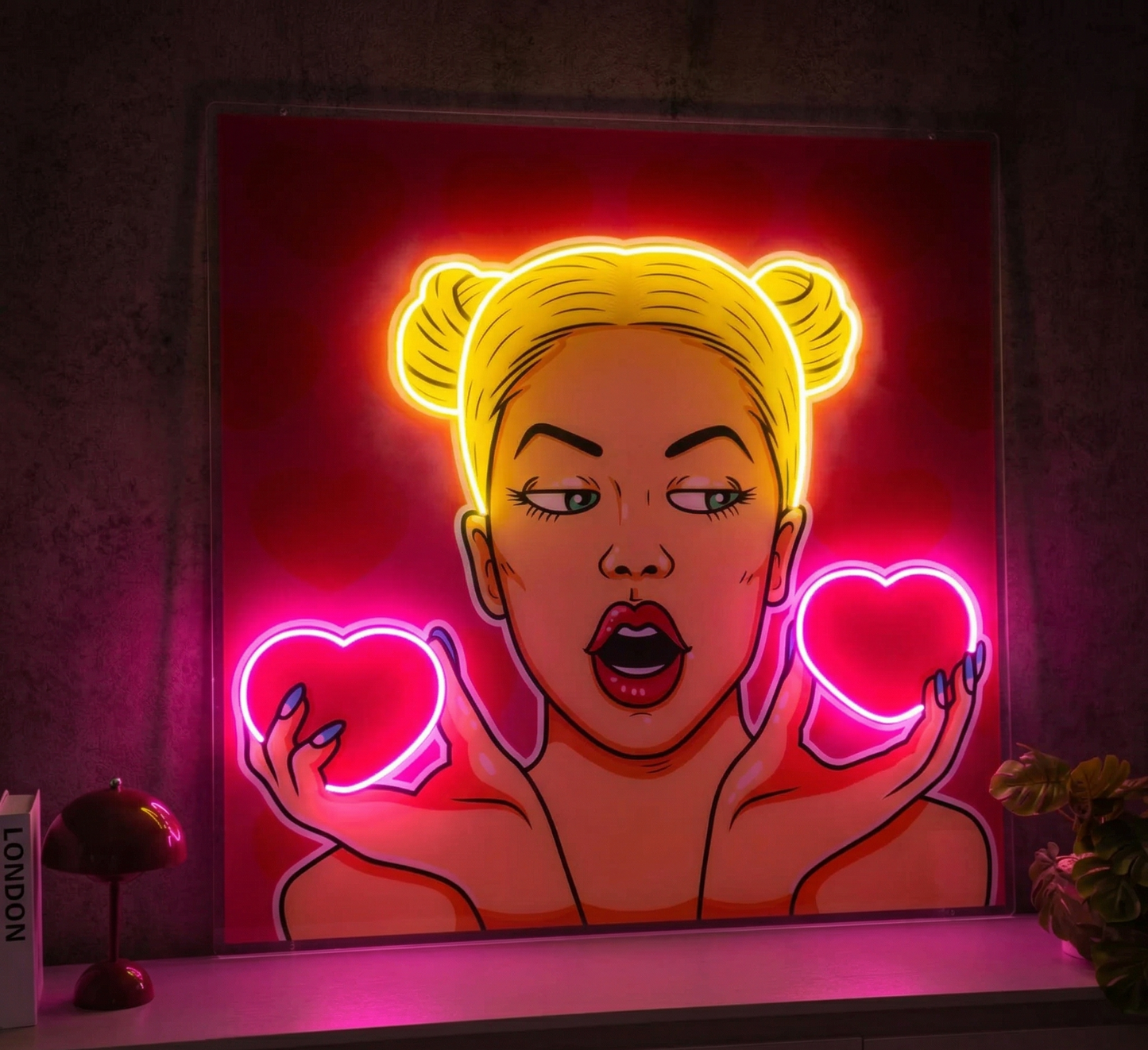 ask-kadin-pop-art-neon-tabela-led-duvar-dekoru - karanlik