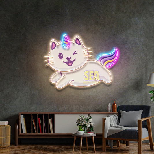 'UNİCORN KEDİ' Modern Neon Tabela