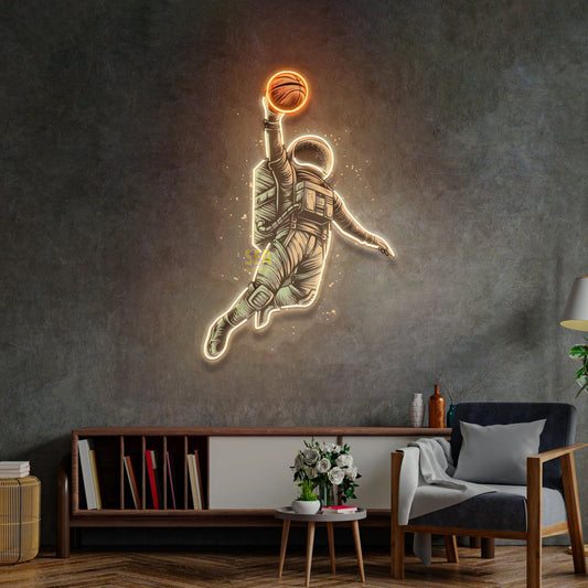 "Basketbol Astronot" Modern Neon Tabela