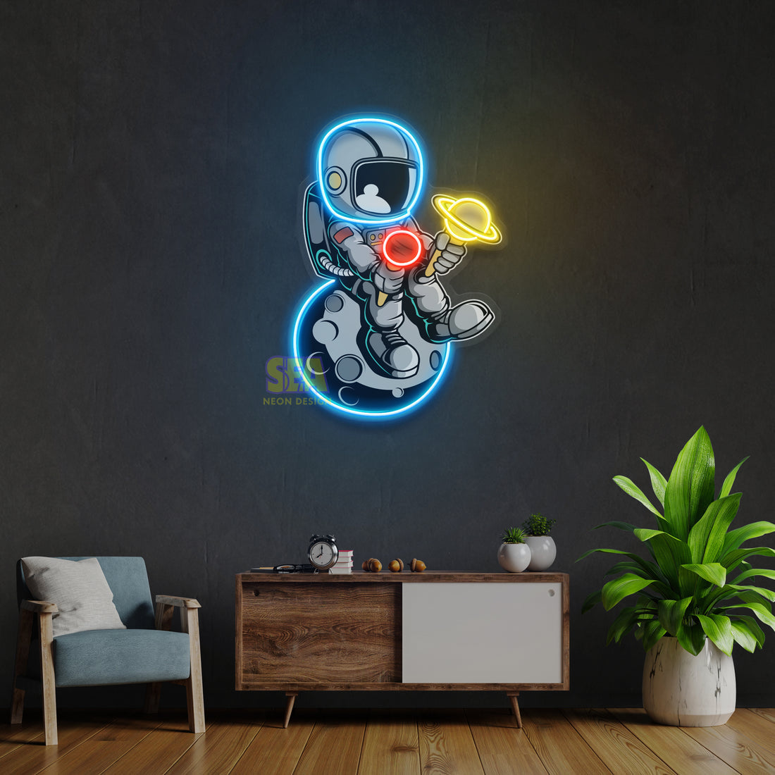 "Astronot Dondurma" Modern Neon Tabela