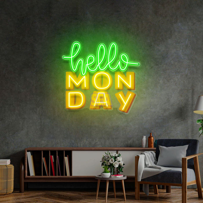 'MERHABA PAZARTESİ' Modern Neon Tabela