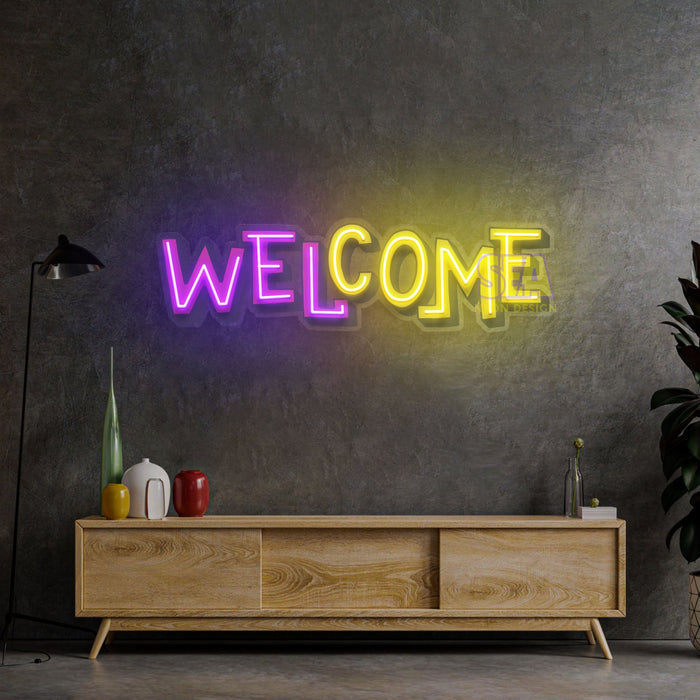 'WELCOME' Modern Neon Tabela
