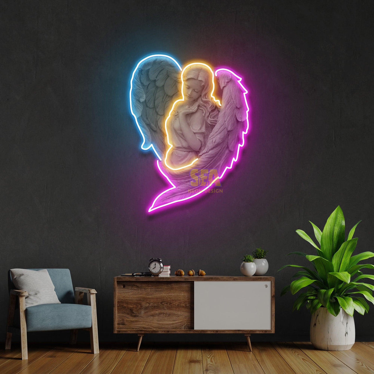 "Kanatlı Kız" Modern Neon Tabela