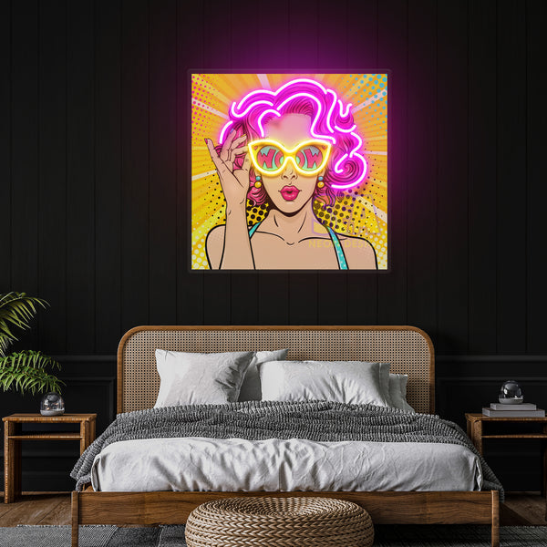 'WOW GÖZLÜKLÜ KADIN' Modern Neon Tabela