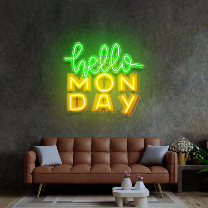 'MERHABA PAZARTESİ' Modern Neon Tabela
