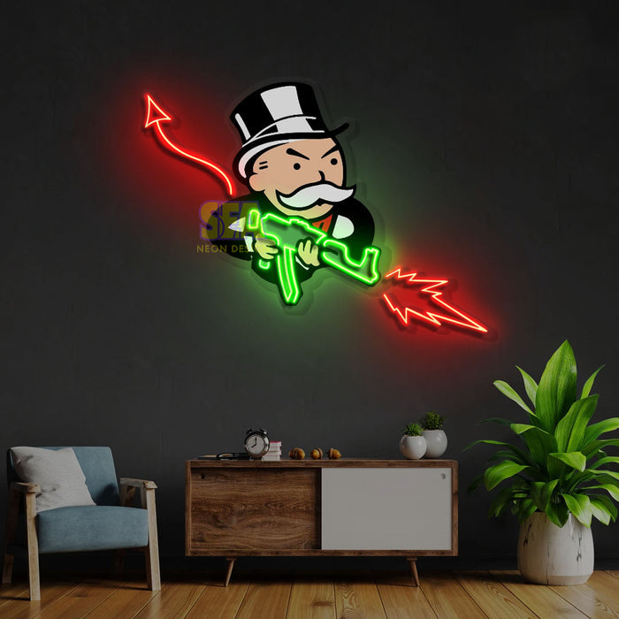 'SİLAHLI MONOPOLY' Modern Neon Tabela