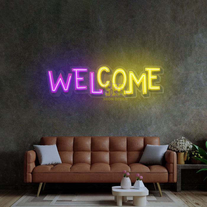 'WELCOME' Modern Neon Tabela