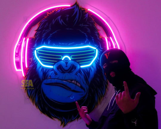 godzilla-cyberpunk-goril-neon-tabela-led-duvar-dekoru