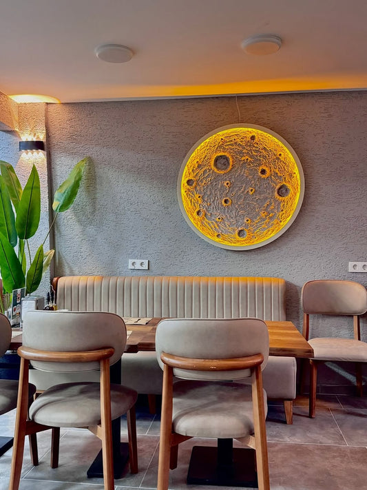 Dolunay Ay Moon Led Işıklı Dekor Duvar Tablo