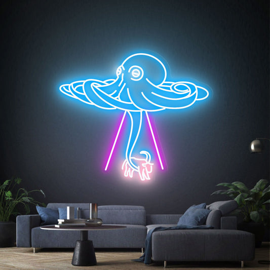 Ahtapot Ve İnek Neon Led Dekoratif Tabela