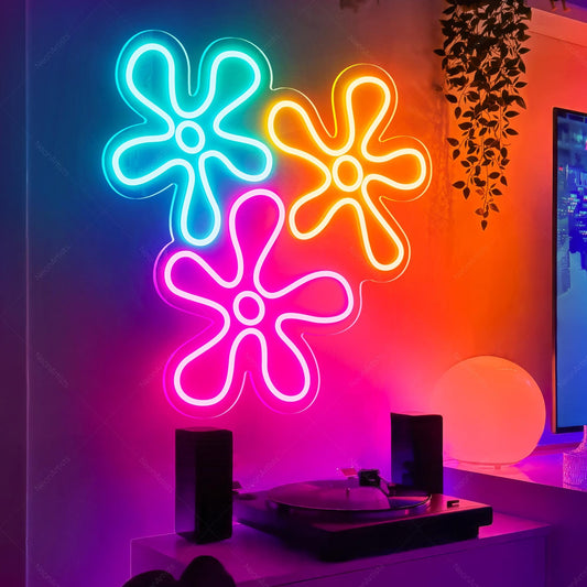 Çiçekler Neon Led Dekoratif Tabela