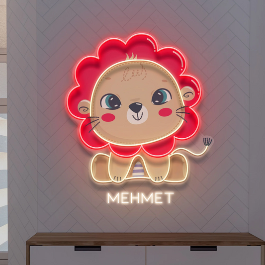 Tatlı Aslan İsime Özel Modern Neon Tabela