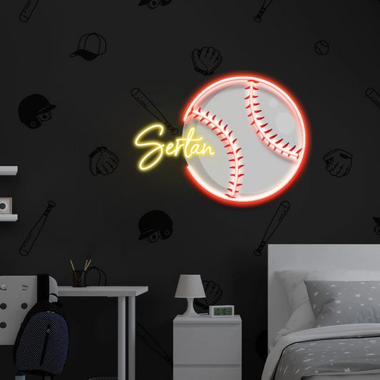 Beyzbol Topu  İsime Özel Modern Neon Tabela