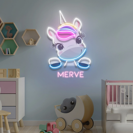 Unicorn İsim Özel Modern Neon Tabela
