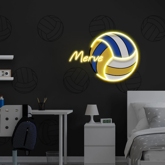 Voleybol Topu İsime Özel Modern Neon Tabela