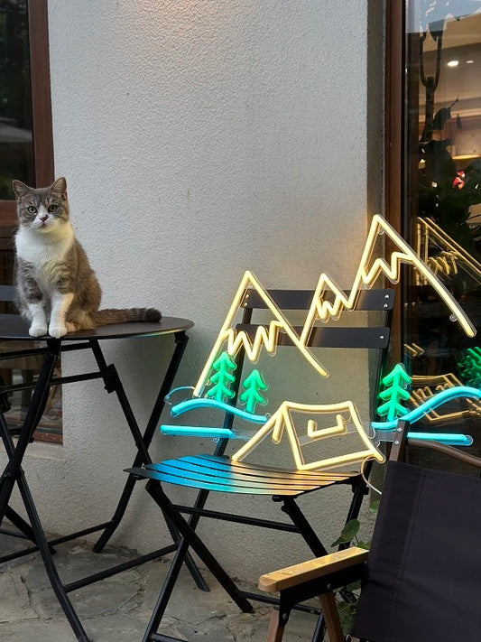 Dağ Çadır Neon Led Dekoratif Tabela